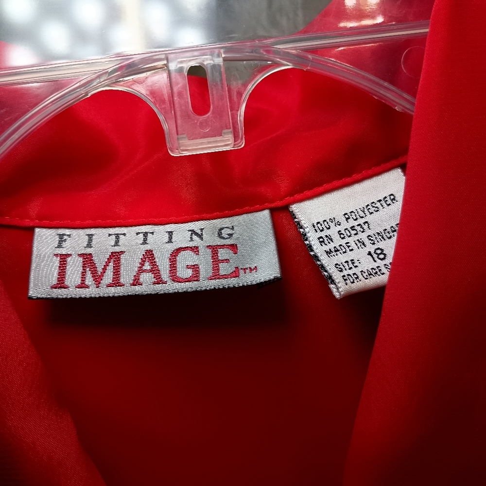 Fitting Image Vintage Red Structured Blouse Size 18 - Picture 8 of 11